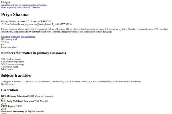 Primary Teacher (EduSpark) preview