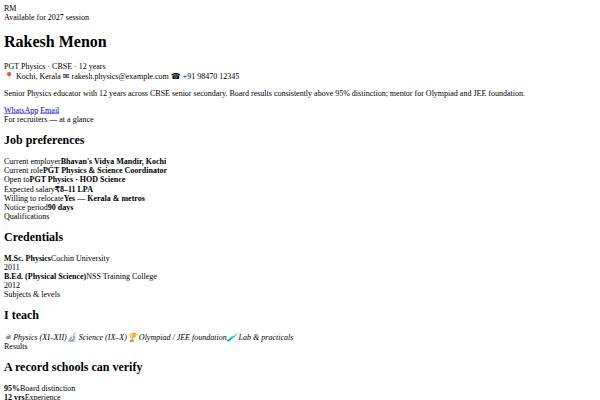 Recruit CV preview