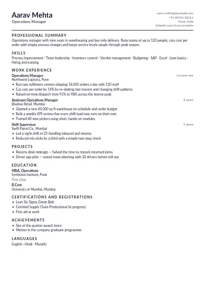 Charcoal Capitals One-Page resume template — compact layout, single-column, no photo, black accent