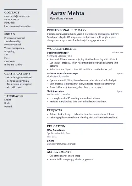 Charcoal Sidebar resume template — left sidebar layout, two-column, no photo, black accent
