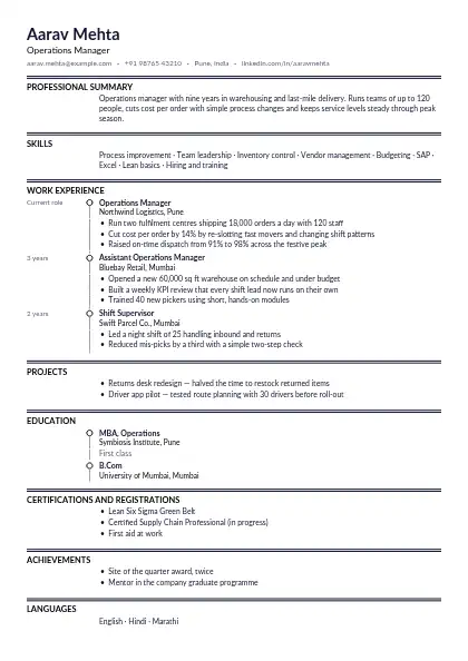 Jet Timeline resume template — timeline layout, single-column, no photo, black accent