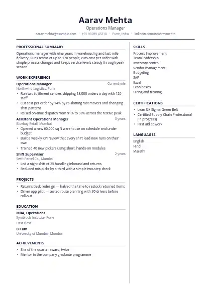 Slate Split resume template — two-column, no photo, grey accent
