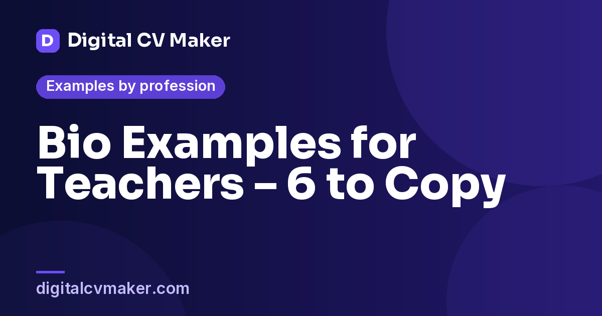 Professional bio examples for teachers